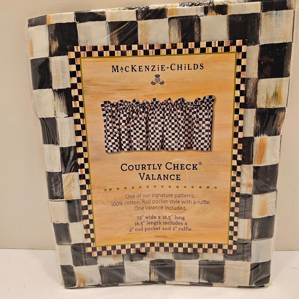 MacKenzie-Childs Courtly Check Valance 72x16.5 Cotton Ruffle 76184-040 NEW